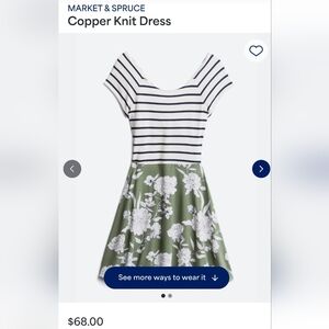 Market & Spruce Navy Striped and Green Floral Mini Dress